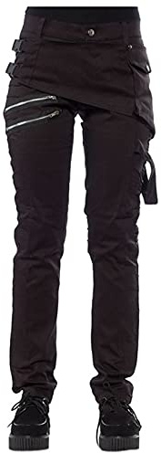 Cargobyxor dam, säckig hög midja, gotiska byxor med spännen, fritidsbyxor, hip hop, Harajuku, e-girl, streetwear, byxor, Y2k, steampunk-punk-byxor med kedja, joggingbyxor, tonåringar, flickor, pojkvänsbyxor, svart, XXL