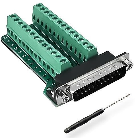 BRIEFCEC DB25 RS-232 - Adaptador de 25 pines serie a módulo de señal para portapapeles de 25 pines con almohadilla aislante (1 macho)