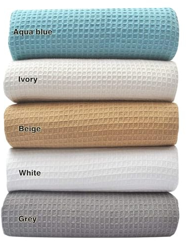 Tex Trend 100% Cotton Waffle Weave Blankets Twin Size - Soft and Breathable Cotton Bed Blankets for Spring Summer, Premium Throw & Bed Layering, Light Grey, Twin 60x90 Inches
