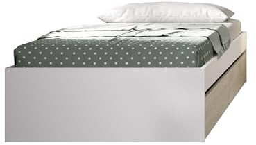 DEKIT GRUPO RIMOBEL LAGO - Aro de cama 90X190 con dos cajones - BLANCO / NATURAL - 40,3 x 95,8 x 194,8