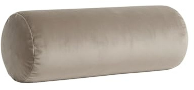 Kosiproducts Round Bolster Cushion Plush Velvet Pillow for Yoga Neck Relaxing Virgin Hollow Fibre Roll [60cmx20cm, Oyster]