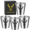 Edelstahl Schnapsgläser mit Schwarz Hirschkopf, 4 Stück, 70ml, mit Geschenkbox, Stapelbar Trinkbecher, Partybecher, Vatertagsgeschenk, Geschenke für Jäger, Hochzeit, Geburtstage, Picknick, Camping