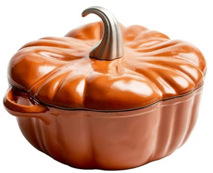 Cocotte créative en fonte émaillée en forme de citrouille avec couvercle anti-adhésif pour soupe profonde, casserole, plaques à induction et four