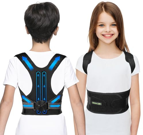 Lexniush Posture Corrector for Kids Teenagers, Updated Adjustable Upper Back Posture Brace for Boys/Girls, Breathable Back Support Braces for Scoliosis, Hunchback, Pain Relief, Spine Corrector, M