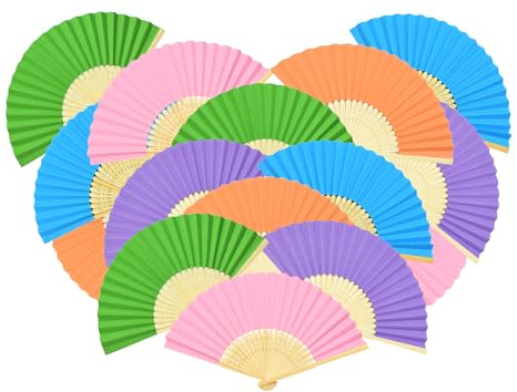 AolKee 15pcs abanicos Papel Unidades Ventilador Plegable de Mano, abanicos de Colores, Regalos de Boda, decoración de Boda, abanicos Personalizados,abanicos Boda para Invitados
