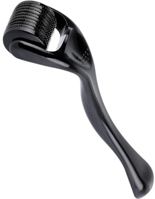 Dermaroller Cheveux et Barbe 0.5mm, Roller Microneedling Visage Noir pour Pousse Cheveux, Repousse Cheveux Homme et Calvitie, Outils et Accessoires de Soin Capillaire, 1PCS sous Blister