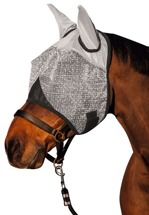 Kerbl 324515 Fliegenmaske mit Ohren-und UV-Schutz, weiß, Pony