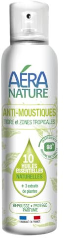 Aera Nature - Répulsif Naturel Anti-Moustiques (Tigres & Communs) - Air & Textiles - 10 Huiles Essentielles Naturelles & Actifs Naturels de Plantes - Fabrication Française - 100ml
