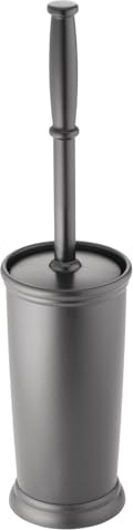 mDesign Juego de escobillas, escobilla higiénica y Tapa, Soporte para escobilla de Inodoro Independiente, Ideal para Todos los baños, Color carbón