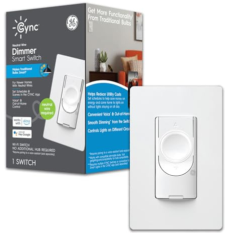 GE Smart C 2-amp Multi-Location White Wi-Fi Compatibility Touchless Illuminated Residential Light Switch with Wall