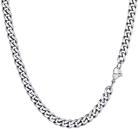 PROSTEEL Herren Collier 51cm Edelstahl Panzerkette Halskette Hip Hop Link Chain Necklace 6mm breit kubanische Gliederkette Männer Jungen Modeschmuck Accessoire für Geburtstag