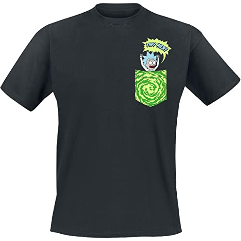 RICK AND MORTY Tiny Pocket Rick Männer T-Shirt schwarz M