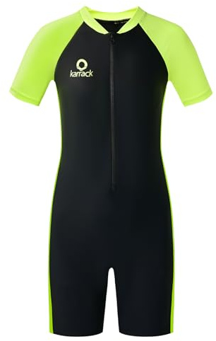 karrack Girls and Boys One Piece Rash Guard Swimsuit Kid Water Sport Short Swimsuits UPF 50+ Sun Protection Bathing Suits (Size 3-5Years)