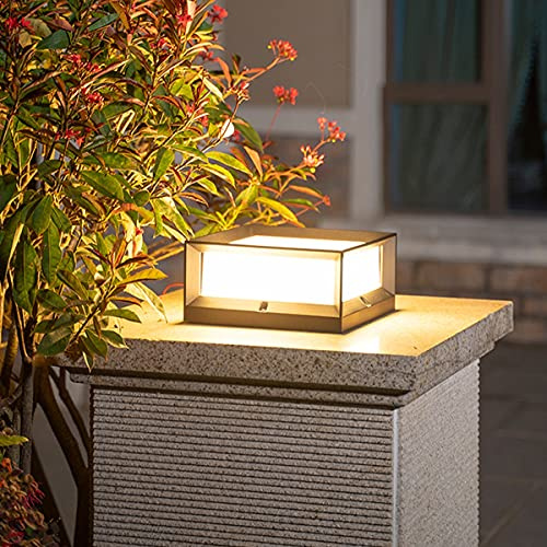 QEGY LED Lámpara de Pilar de Poste Exteriores, Plaza Negro Luces de Camino Aluminio Para Valla Paisaje,Impermeable, Blanco Cálido Lámpara de Columna de Postede Acrílico Para Jardín Patio,L