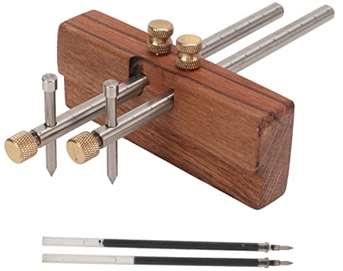 Adjustable Mortise Gauge, Woodworking Marking Gauge, Dual Rod Draw Line Stainless Steel Mortise Gauge for Metal Wood Ceramic Tile, Approx 0-130mm