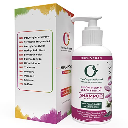 100% Plant Based Onion, Neem & Black Seed Oil Shampoo - SLS & Sulfate Free Natural Hair Shampoo For Dandruff & Hairfall Control | Suitable for All Hair Types
