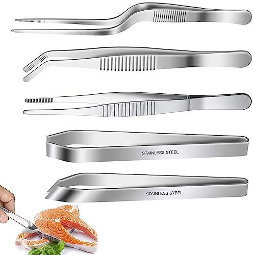 Pinze da Cucina Pinzette,Pesci Pinzette,Acciaio Inox pinze pinzette,Cucina Pinzette,Pinzette da cucina in acciaio inox,Per decorare la cottura e la cottura dei cibi (5 pz)
