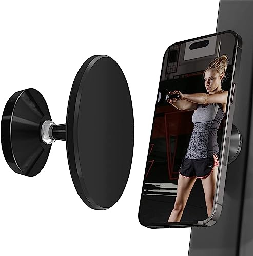 Magnetic Cell Phone Holder - 360° Adjustable Dual Magnet Mount - Attaches to Metal Surfaces - Great for Gym Workouts, Multi Use Video, Selfies, Pictures and Calls (Black)