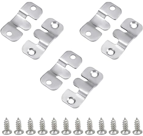 Lot de 6 supports de montage encastrés en acier inoxydable avec 12 vis, cintres dissimulés, adaptés pour la fixation de têtes de lit, miroirs cosmétiques, armoires, cadres photo