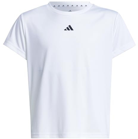 adidas Girl's Train Essentials Regular Fit Logo Training T-Shirt Junior Girls, White/Black, 7-8 Years