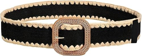 FFWTPY Ceinture Tressée Rectangulaire Tissée Bohème Ajustable Élégante Boucle Cuivrée Bordure Artisanale Accessoire Tenue