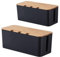 Kabelmanagement Box Mit Deckel: Kabel Organizer Box - Aufbewahrungsbox Für Steckdosenleiste, Ordentlicher Arbeitsplatz Für Kabel/Steckdosenleisten, 2 Größen (Schwarz) (2pcs-HEI)