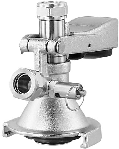 QWORK® Bierfass Kupplung mit Überdruckventil, Typ A, G5/8 Gewinde Bierausgang, G3/4 Gewinde Co²-Anschluss, aus 304 Edelstahl & Messing