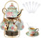 Set da tè con teiera e piattino, portabicchieri, 20 pezzi, set da tè pomeridiano in porcellana vintage, eleganti tazze da tè floreali, set di tazze da caffè in ceramica da 160 ml, per tea party