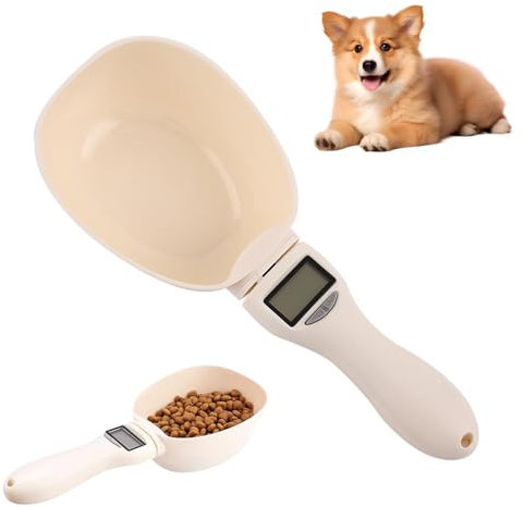 SKIKHN Cuillère de Mesure Numérique,800 g/1 g Cuillere Balance Digitale,Doseur Croquettes Chien avec Écran LCD 4 Unités de Mesure,pour la Distribution de Condiments Aliments pour Animaux