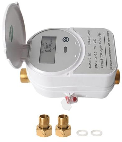 Yominerr Contatore di Acqua Ad Ultrasuoni Zigbee DN15 con Valvola Display LCD Misuratore di Consumo di Flusso D'Acqua IP68 Impermeabile Display Digitale LCD Misurazione del Consumo di Flusso D'Acqua