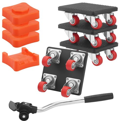 Zourglow Juego de Elevador de Mueble, Ruedas para Mover con 4 Ruedas 360 Grados, Carga 500kg, Transportador