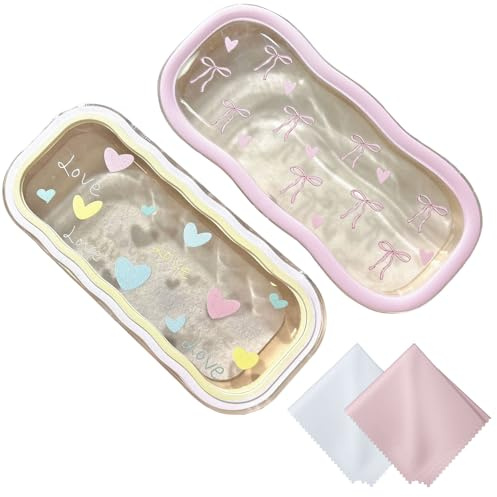 Nievajio 2 Pieces Glasses Case for Women & Girls - Pink Butterfly-Shaped with Bow, Compact Eyewear Storage, Gift-Ready Accessory