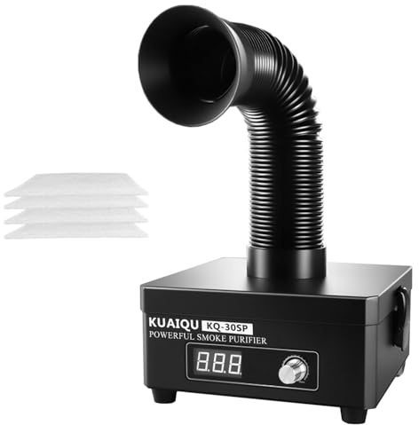KUAIQU Solder Fume Extractor, Strong Suction Smoke Absorber, 3-layer Filtration, Infinitely Airflow Adjust Smoke Extractor for DIY Soldering, Nail Salon, Welding