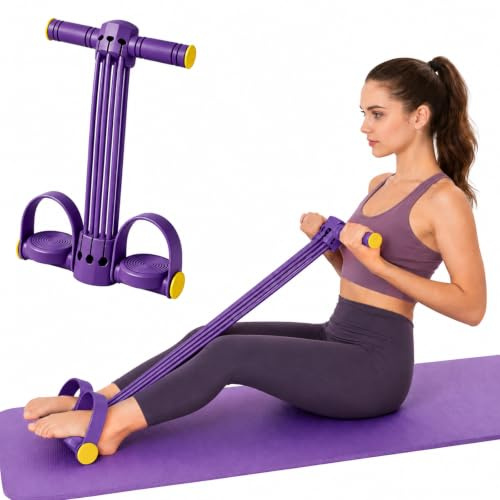 xolear Antidérapant Pedal Resistance Band 6 Tubes Epaissi, Corde de Tension Multifonction Réglable, Bande de Résistance Handles Eponge pour Entraînement à Domicile, Abdo, Yoga et Minceur