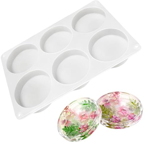 Msjuwek Extra Deep 6-Cavity Round Silicone Molds for Epoxy Resin, Large Reusable Coaster Moulds for DIY Crafts, Floral Preservation, Paperweights and Custom Home Decor Projects