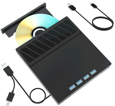Bärbar DVD-spelare, 7-i-1 USB 3.0 Typ C Extern Blu-ray Optisk Enhet Spelare Brännare Skrivare Läsare for Dator