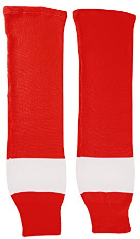 Sherwood SCHANNER - Calzettoni per Hockey su Ghiaccio Detroit, Colore: Rosso/Bianco