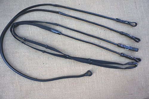 gs- sports Trensen.- und Kandarenzügel Zügel Set rundgenäht Lack 2,95 m schwarz,