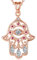 EUDORA 925 Sterling Silber Fatimas Hand Kette Hamsa Hand Halskette Blaue Böse Auge Viel Glück Klar CZ Vintage Anhänger Halskette, 18 Kette (Roségold)
