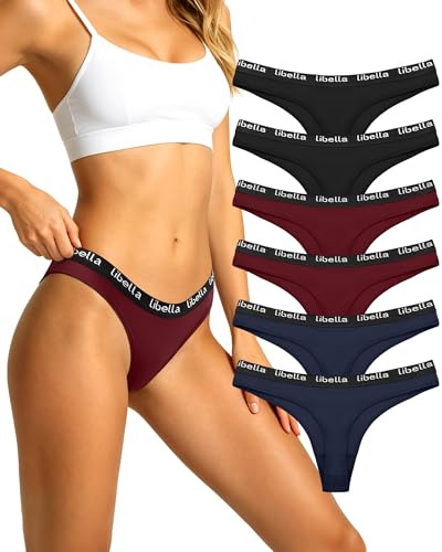 Libella Dam tanga-stringtrosor underkläder bomull med djup midja i 6-pack 3207
