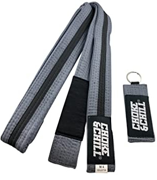 Choke&Chill BJJ Brazilian Jiu-Jitsu - Cintura con portachiavi (grigio-nero, M3 (240 cm)