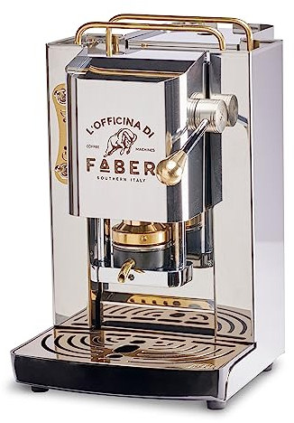 FABER COFFEE MACHINES | Modèle Pro Total Inox Deluxe | Machine à café à dosettes ese 44mm | Pressacialda en laiton réglable | électrovanne de série (laiton)
