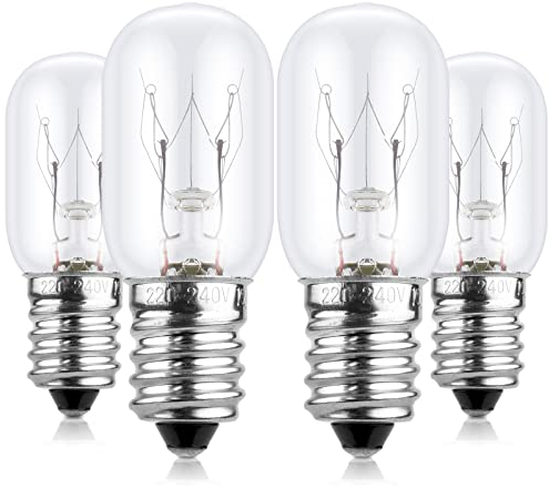BROTOU 4 Pack Dimmable T20 15W E14 Fridge Bulb, 220V-240V 2700K Warm White 80LM E14 Incandescent Bulbs for Oven, Sewing Machine, Salt Lamp, Extractor Fan Bulb