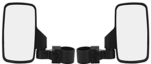 Qiilu Side Rear View Mirror, Pair ATV UTV Side Rear View Mirror Adjustable with Large Vision Replacement for Mule