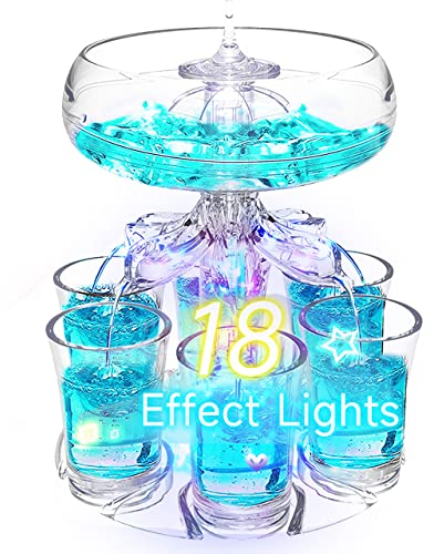 Zcvtbye Schnapsspender Likörspender mit 6 Schnapsgläsern Set + 18 Effektlichter Party Getränkespender für Getränke | Apfelwein | Cocktail - Fun Bar Zubehör Zuhause Geschenke (V2 LED)
