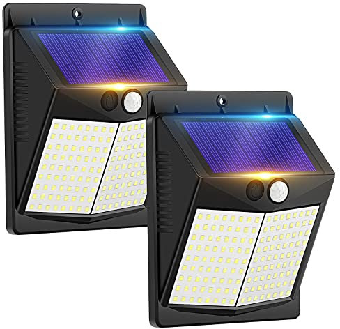 Outdoor Solar Security Lights - 150LEDs Solar Powered Wall Lights with 3 Modes Motion Sensor, Super Bright Outside Solar Lights IP65 Waterproof for Front Door, Yard, Garage, Garden, Fence