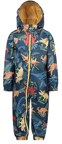 Mountain Warehouse Puddle Toddler Printed Waterproof Rain Suit - Hooded, Outdoor Taped Seams Suit, Breathable & Lightweight, Girls & Boys - Spring Summer Royal Blue (Printed) 6-9m