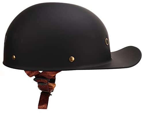 Vintage Open Face Motorcykelhjälm, Retro Baseball Keps Halvhjälmar Herr Damer för Cruiser Scooter Matt, Svart, Stor