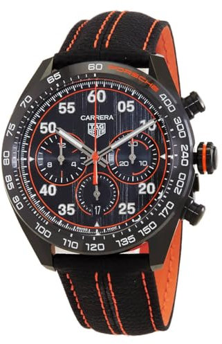 TAG Heuer Carrera X Porsche Orange Racing Chronograph Automatik schwarzes Zifferblatt Herrenuhr CBN2A1M.FC6526, 44 mm, Modern