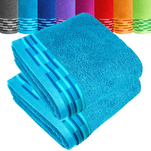 Lashuma Handtücher Set Blau - Aquamarin, Lugano Handtuch flauschig 100% Baumwolle